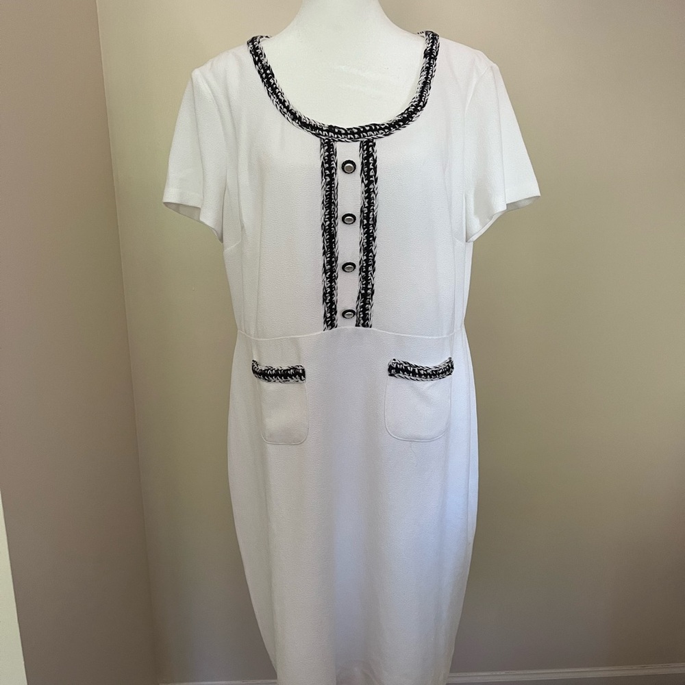 Karl Lagerfeld White Dress with Black Accents, Brand New